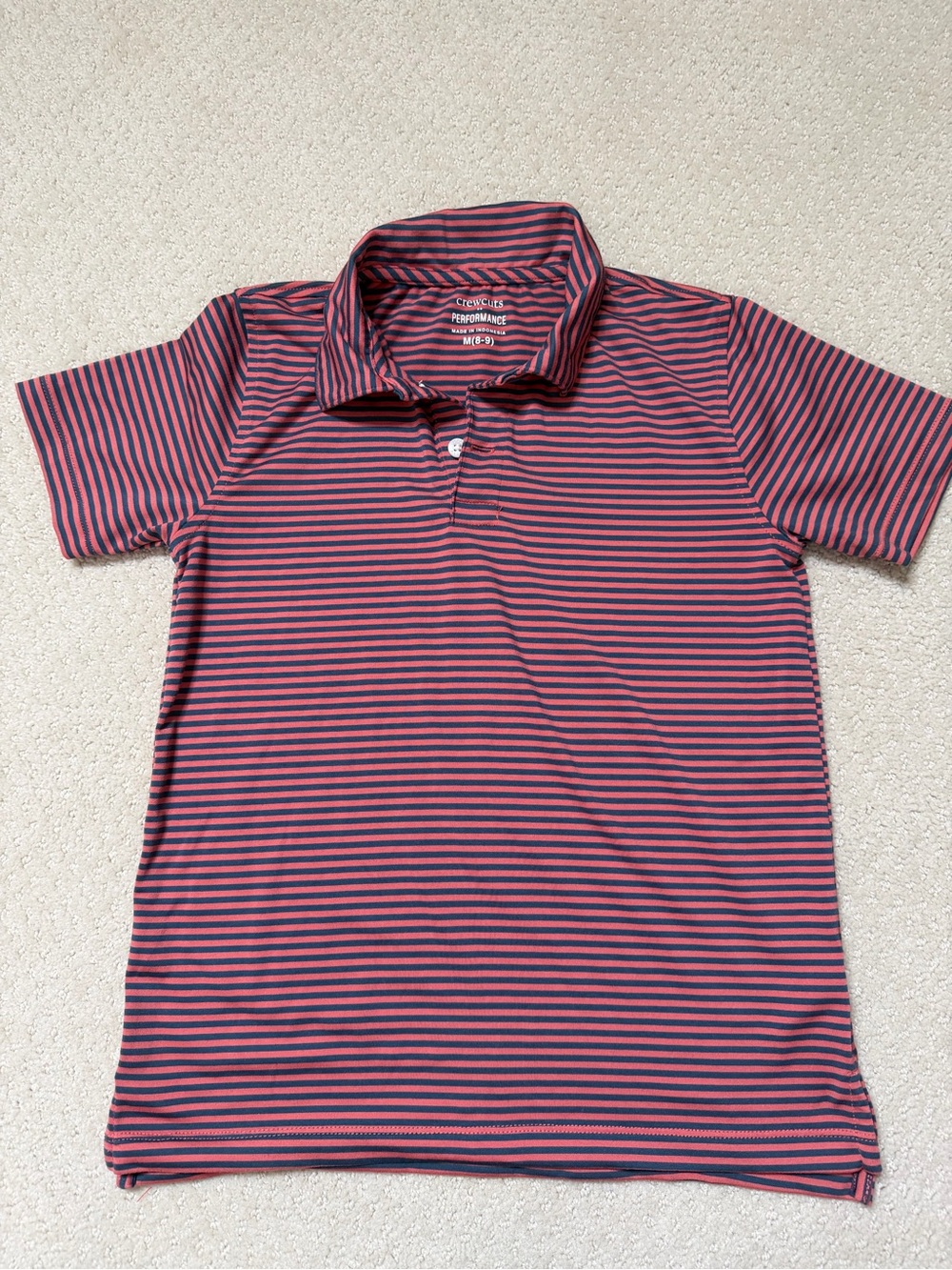 Crewcuts Boys Striped Polo in Navy and Pink